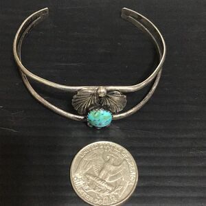 Beautiful vintage, sterling, silver angel wings, and turquoise bracelet